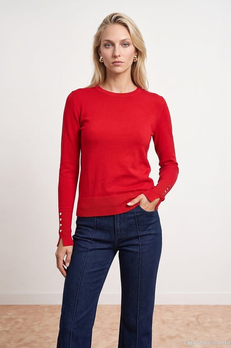 Rippstrick Rundhals Slim Fit Pullover - Image 4