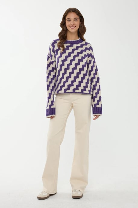 Zickzackmuster Rundhals-Pullover - Image 2