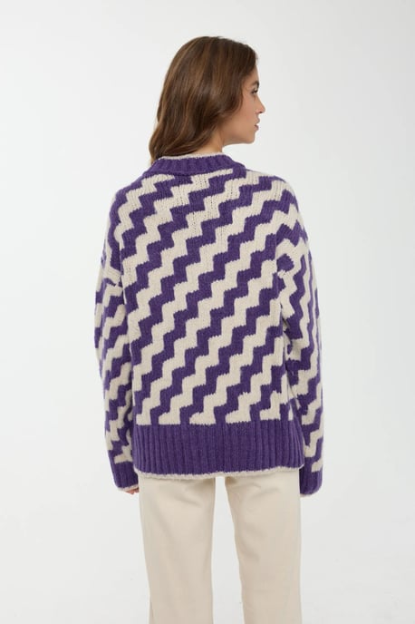 Zickzackmuster Rundhals-Pullover - Image 4