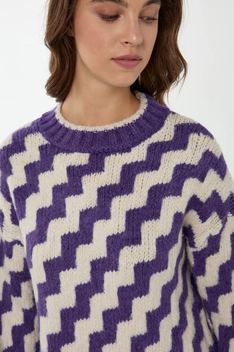 Zickzackmuster Rundhals-Pullover - Image 5