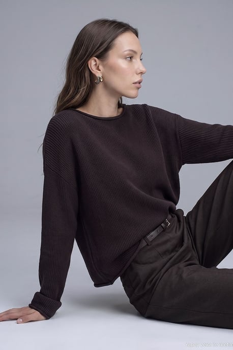 Damen Rippstrick Boot-Neck Pullover - Image 2
