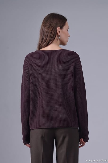 Damen Rippstrick Boot-Neck Pullover - Image 4