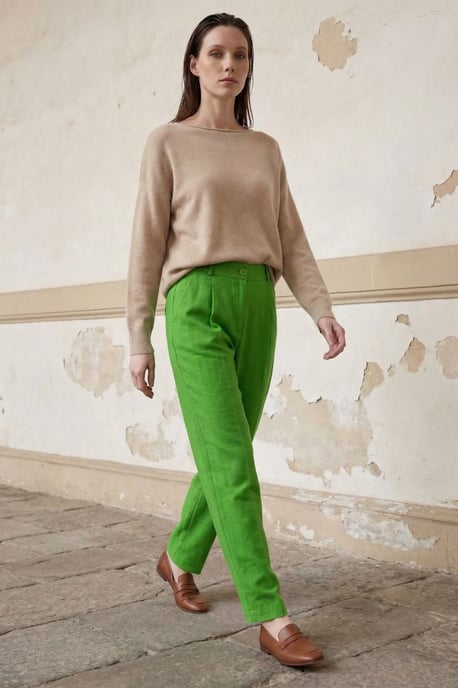 Hochtaillierte gerade Crepe-Hosen - Image 1