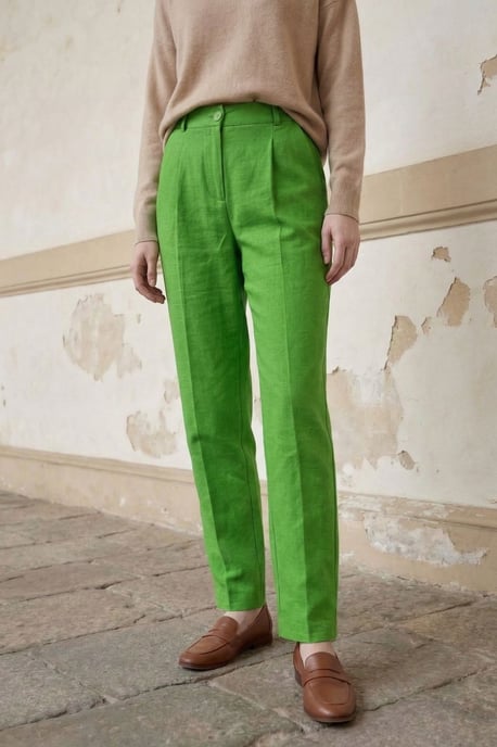 Hochtaillierte gerade Crepe-Hosen - Image 2