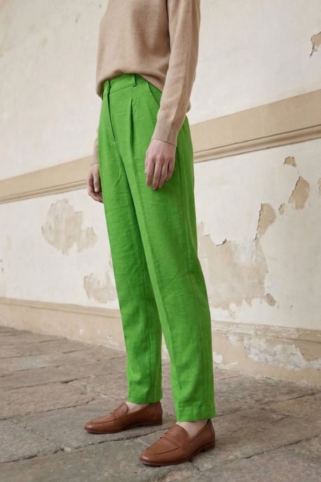Hochtaillierte gerade Crepe-Hosen - Image 3