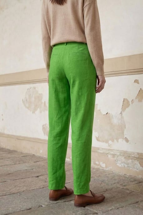 Hochtaillierte gerade Crepe-Hosen - Image 4