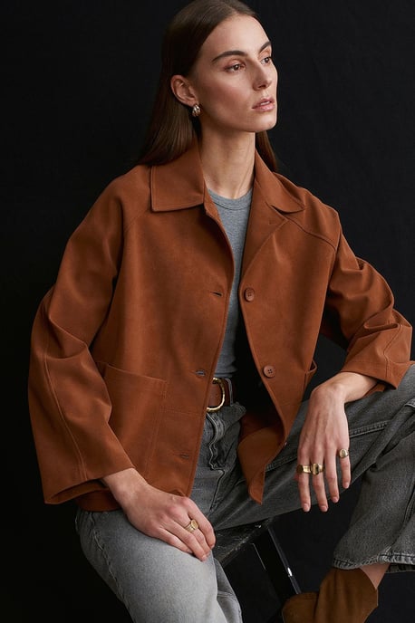 Damen Wildleder Button-Jacke - Image 2