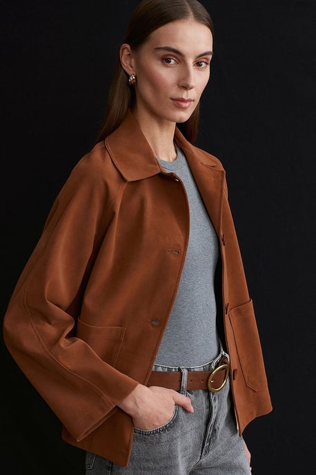 Damen Wildleder Button-Jacke - Image 3