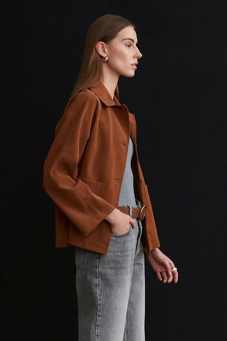 Damen Wildleder Button-Jacke - Image 5