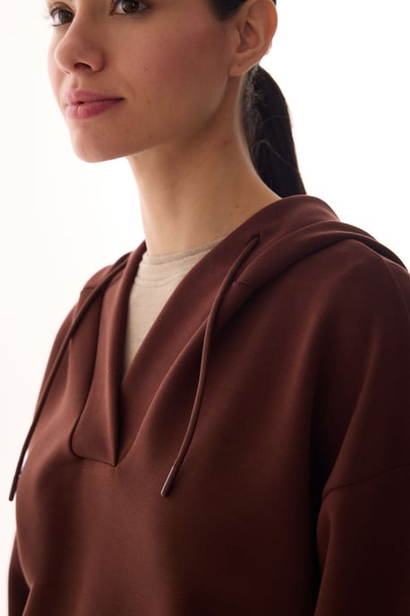 Oversized V-Ausschnitt Strick-Hoodie - Image 3