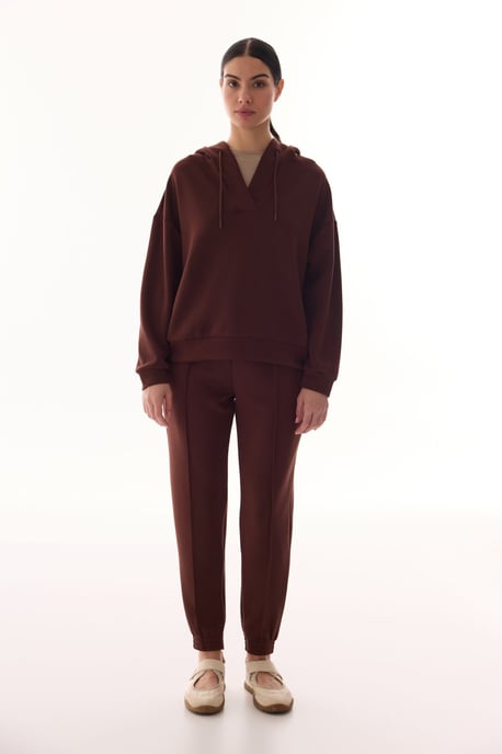 Oversized V-Ausschnitt Strick-Hoodie - Image 5