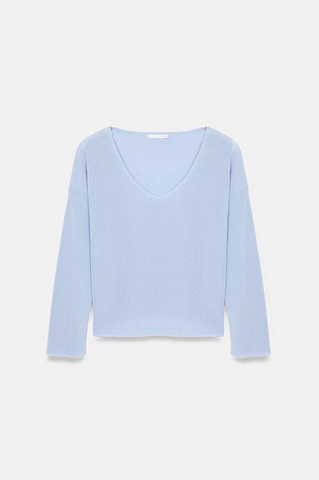Damen V-Ausschnitt Rippstrickpullover - Image 6