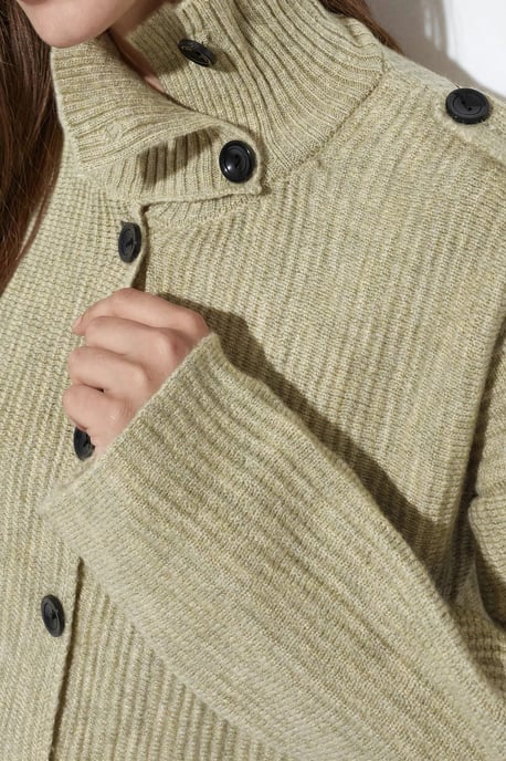 Geripptes Halbhochkragen-Button-Cardigan - Image 2