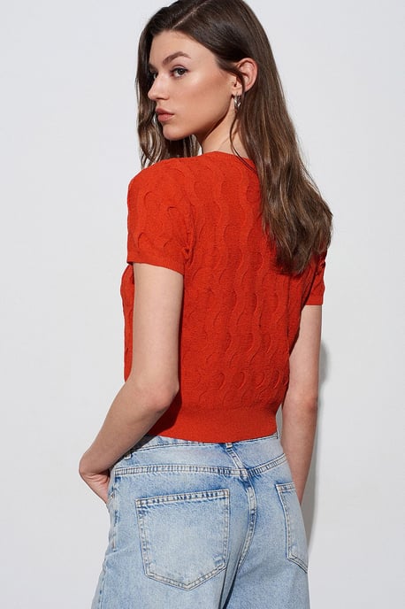 Damen Kurzjäckchen mit Jacquard-Muster und Knöpfen - Image 2