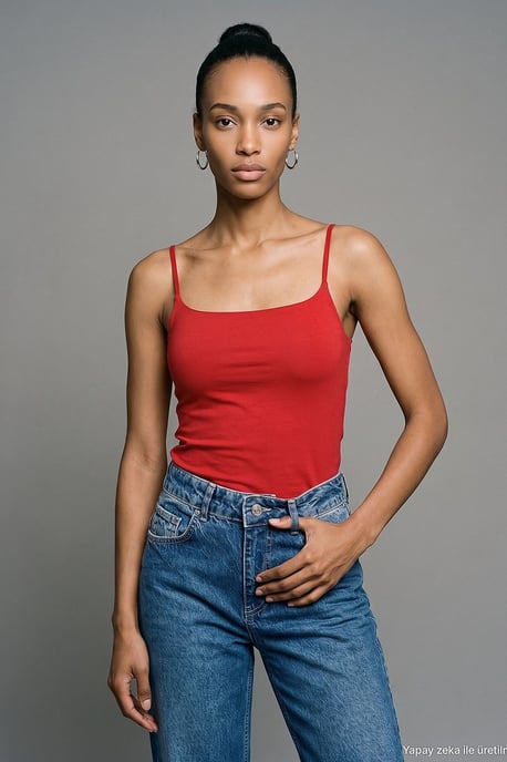 Schlank geschnittene quadratische Hals-Ablauflose Bluse - Image 1