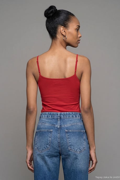 Schlank geschnittene quadratische Hals-Ablauflose Bluse - Image 2
