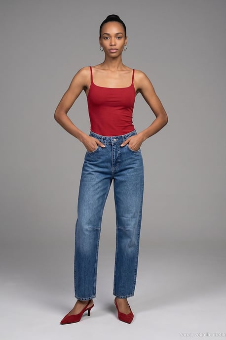 Schlank geschnittene quadratische Hals-Ablauflose Bluse - Image 4