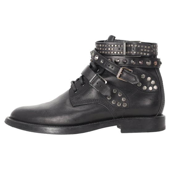 Saint Laurent Ranger Stiefeletten mit Nieten aus schwarzem Leder - Image 2