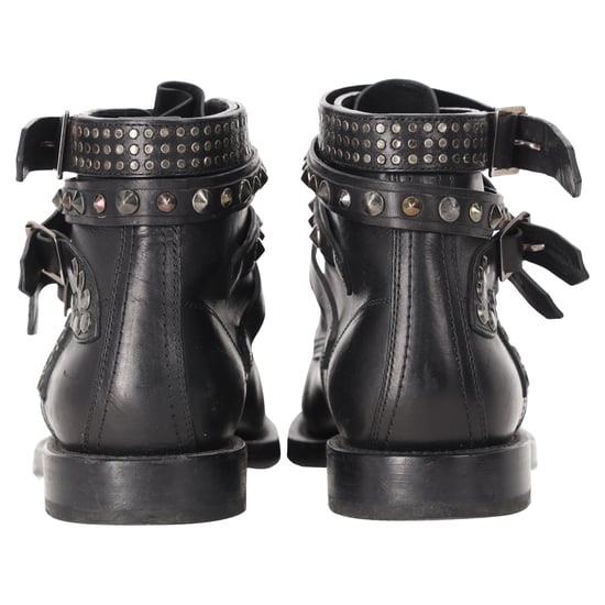 Saint Laurent Ranger Stiefeletten mit Nieten aus schwarzem Leder - Image 3