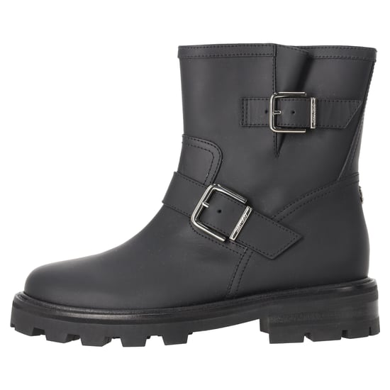 Jimmy Choo Youth II Stiefeletten mit Schnalle aus schwarzem Kalbsleder - Image 2