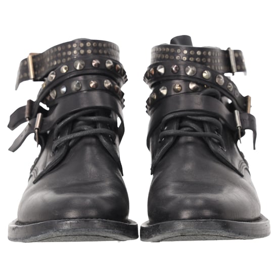 Saint Laurent Ranger Stiefeletten mit Nieten aus schwarzem Leder - Image 4