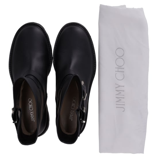 Jimmy Choo Youth II Stiefeletten mit Schnalle aus schwarzem Kalbsleder - Image 6