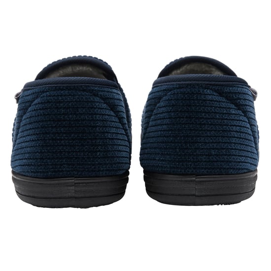 Herren Corduroy Hausschuhe Navy Plüschfutter Komfort UK 6-13 - Image 2