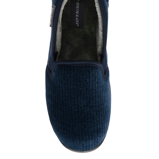 Herren Corduroy Hausschuhe Navy Plüschfutter Komfort UK 6-13 - Image 3