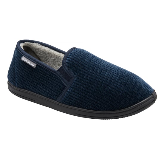 Herren Corduroy Hausschuhe Navy Plüschfutter Komfort UK 6-13 - Image 4