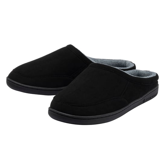 Herren Wildlederlook Muleslipper Schwarz Plüsch-Futter UK 7-13 - Image 1