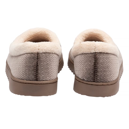 Damen Strukturierte Ballerina Hausschuhe Braun Beige Warm UK 3-8 - Image 2