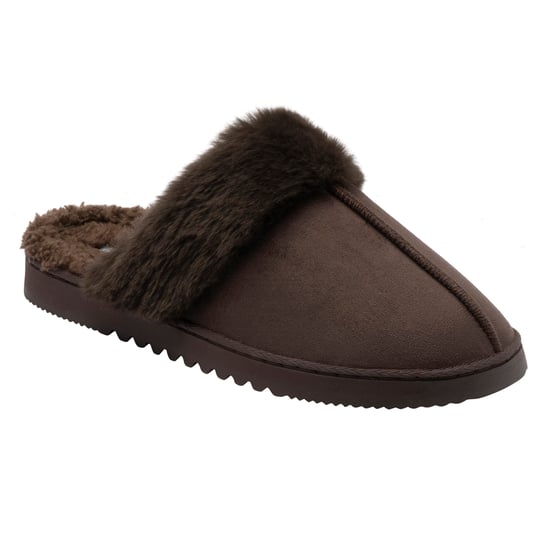 Damen Hausschuhe mit Kunstfellbesatz, Braun Rosa Beige Warm, UK 3-8 - Image 4