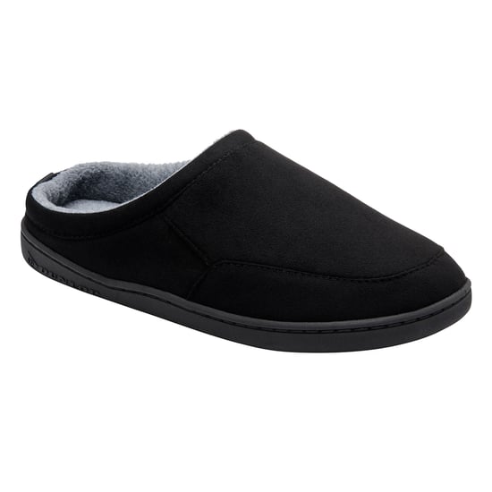 Herren Wildlederlook Muleslipper Schwarz Plüsch-Futter UK 7-13 - Image 4