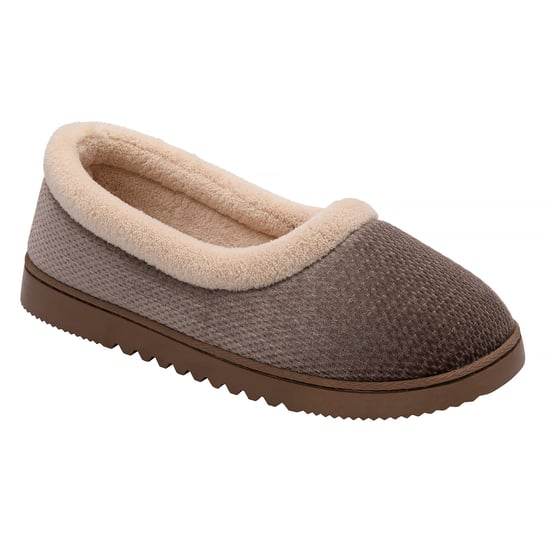 Damen Strukturierte Ballerina Hausschuhe Braun Beige Warm UK 3-8 - Image 4