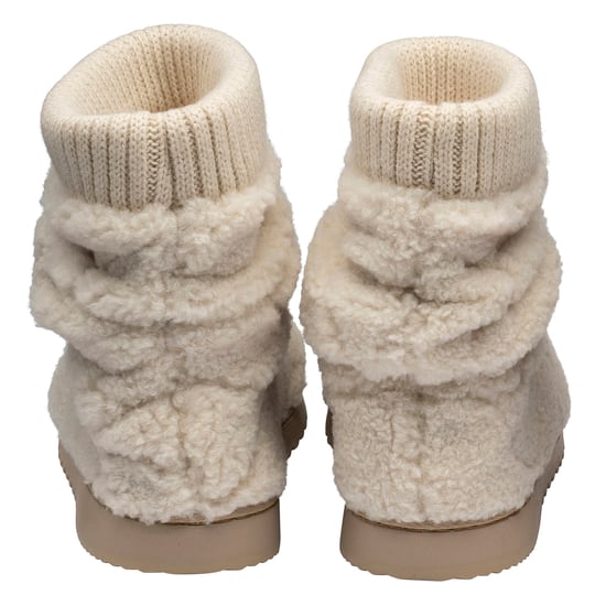 Damen Teddy-Fleece-Stiefeletten Hausschuhe Hafer-Taupe Warm UK 3-8 - Image 2