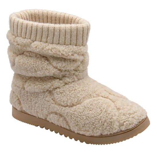 Damen Teddy-Fleece-Stiefeletten Hausschuhe Hafer-Taupe Warm UK 3-8 - Image 4