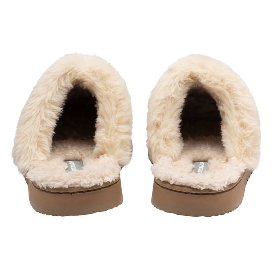 Damen Hausschuhe mit Kunstfellbesatz Muli Braun Pink Beige Warm UK 3-8 - Image 2
