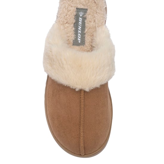 Damen Hausschuhe mit Kunstfellbesatz Muli Braun Pink Beige Warm UK 3-8 - Image 3
