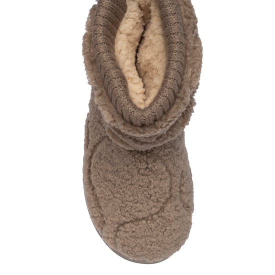 Damen Teddy-Fleece-Bootie-Hausschuhe Hafer-Taubengrau Warm UK 3-8 - Image 3