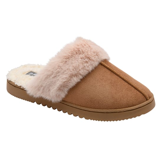 Damen Hausschuhe mit Kunstfellbesatz Muli Braun Pink Beige Warm UK 3-8 - Image 4