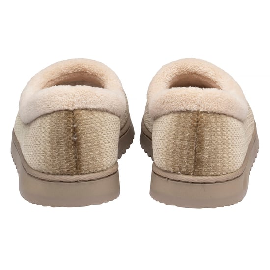 Damen Strukturierte Ballerina Hausschuhe Braun Beige Warm UK 3-8 - Image 2