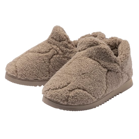 Damen Teddy-Fleece Volle Hausschuhe Hafer-Taupe Gemütlich UK 3-8 - Image 1