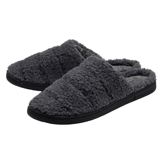Herren Teddy-Fleeceschlappen Charcoal Offene Ferse UK 7-13 - Image 1