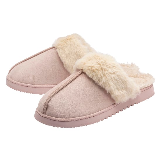 Damen Hausschuhe mit Kunstfellbesatz Braun Pink Beige Warm UK 3-8 - Image 1