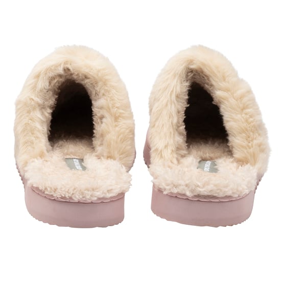 Damen Hausschuhe mit Kunstfellbesatz Braun Pink Beige Warm UK 3-8 - Image 2