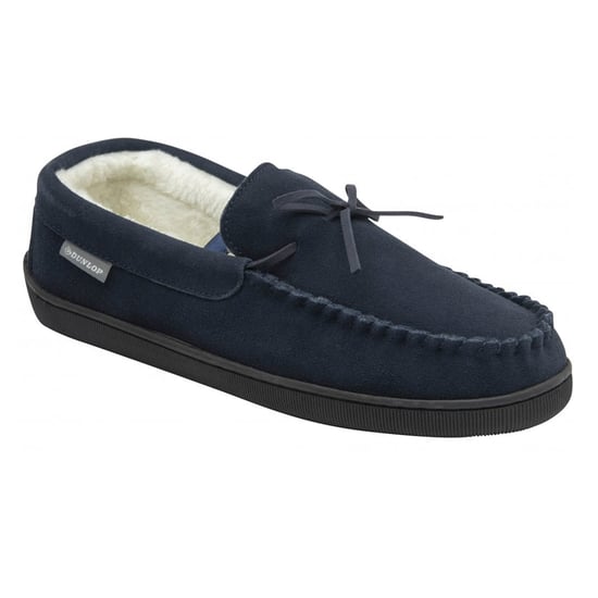 Herren Wildleder Mokassins Hausschuhe Navy Memory Foam UK 7-12 - Image 4