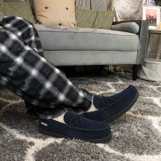 Herren Wildleder Mokassins Hausschuhe Navy Memory Foam UK 7-12 - Image 5