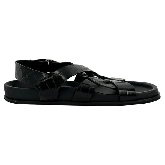 Toteme Slingback-Sandalen aus Leder in Kroko-Optik, Schwarz - Image 1