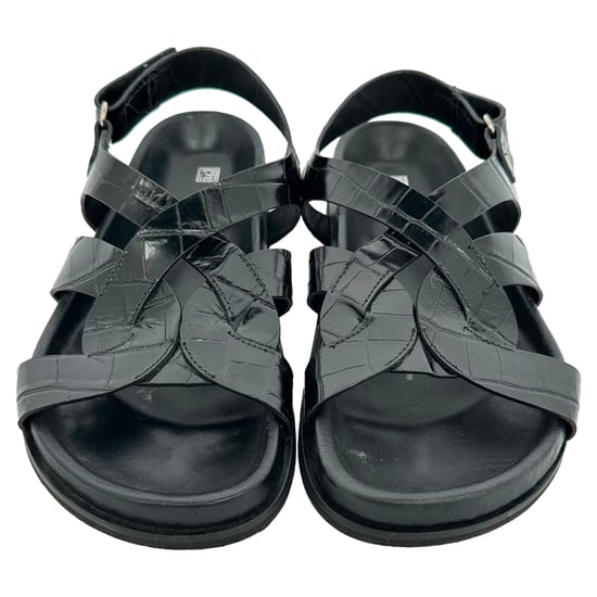 Toteme Slingback-Sandalen aus Leder in Kroko-Optik, Schwarz - Image 4