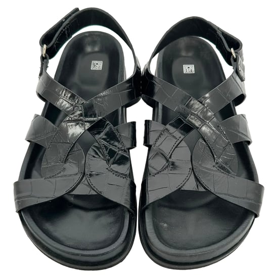 Toteme Slingback-Sandalen aus Leder in Kroko-Optik, Schwarz - Image 5